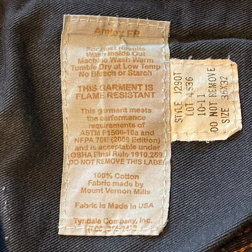 Tyndale Flame Resistant Carpenter Jeans Made in the USA 36 x 32